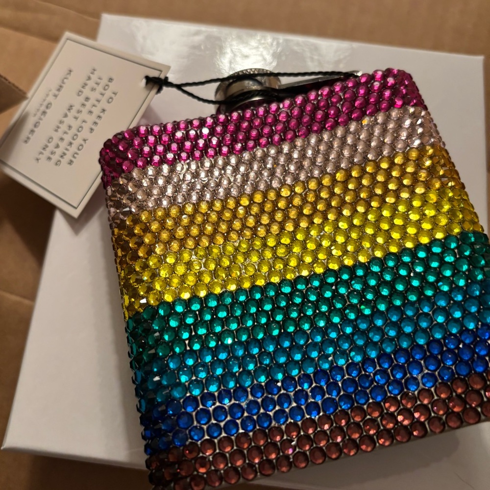 NWT Kurt Geiger Crystal Jewel Rainbow Flask with Eagle head - Picture 4 of 8